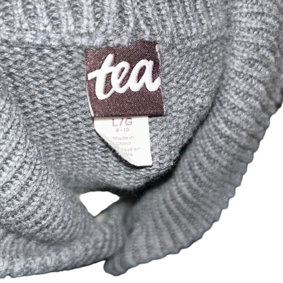 tea KIDS designer gray cream Fair Isle Alpaca llama shawl neck sweater L… - Picture 2 of 5